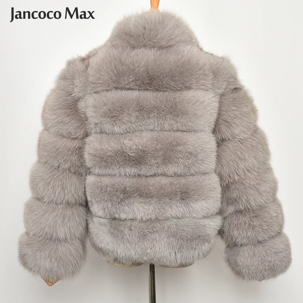 Jancoco Max новое зимнее плотное теплое Женское пальто с воротником из натурального Лисьего меха, 5 рядов, высокое качество, Меховая куртка, модное пальто S7194