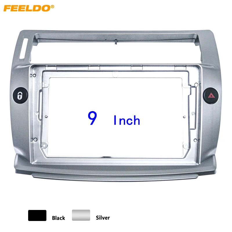 

FEELDO 2Din Car Radio Audio Face Plate Fascia Frame For Citroen C-Quatre 9" Big Screen CD/DVD Player Panel Dash Mount Kit
