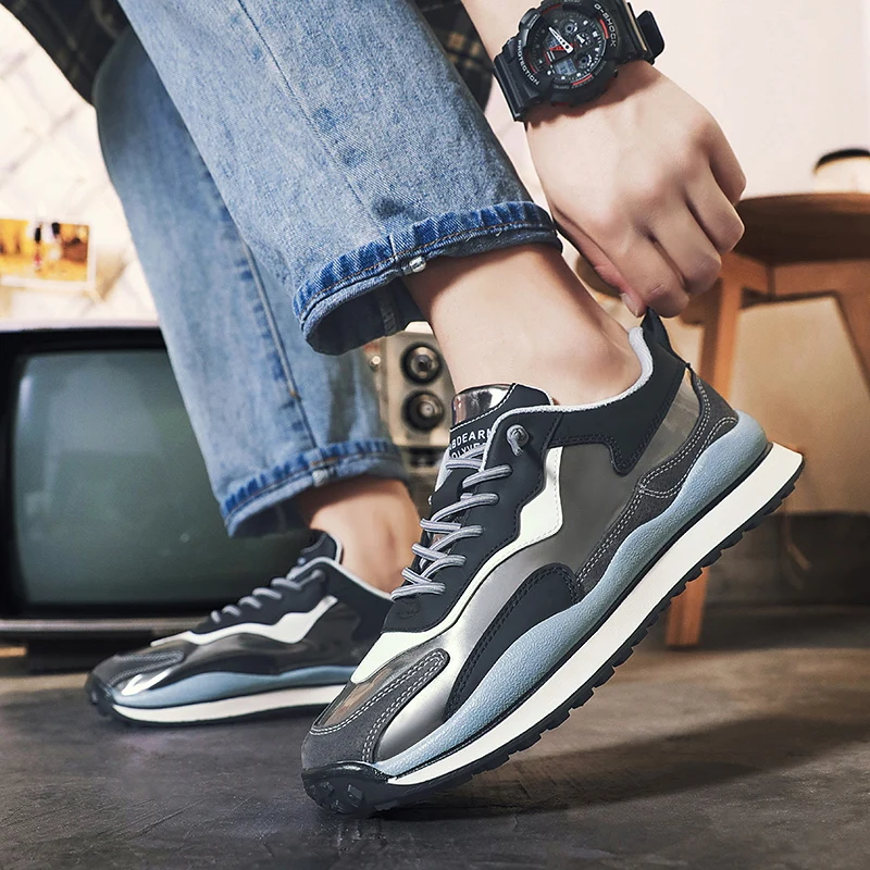 

Кроссовки мужские кожаные износостойкие на шнуровке, Повседневная Уличная обувь для походов, с подбором цветов