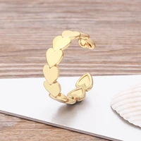 new trendy jewelry open heart rings for women cubic zirconia charms bridal wedding engagement gift gold color adjustable ring