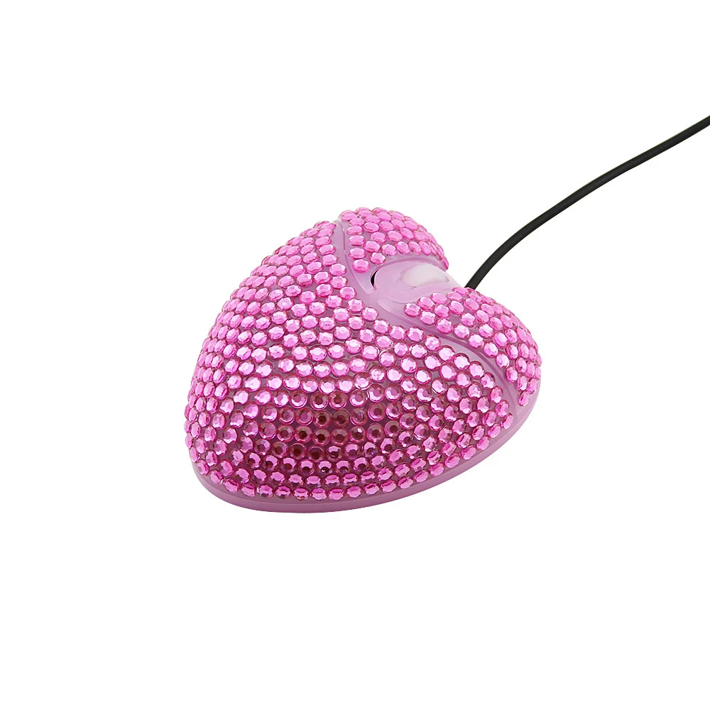 Проводная эргономичная мышь CHYI с розовыми сердечками и бриллиантами USB 1000 DPI|Мыши|