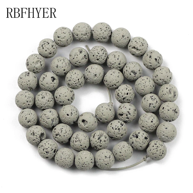 RBFHYER 4 6 8 10 12 мм натуральный камень серый вулканический из лавового камня гематит