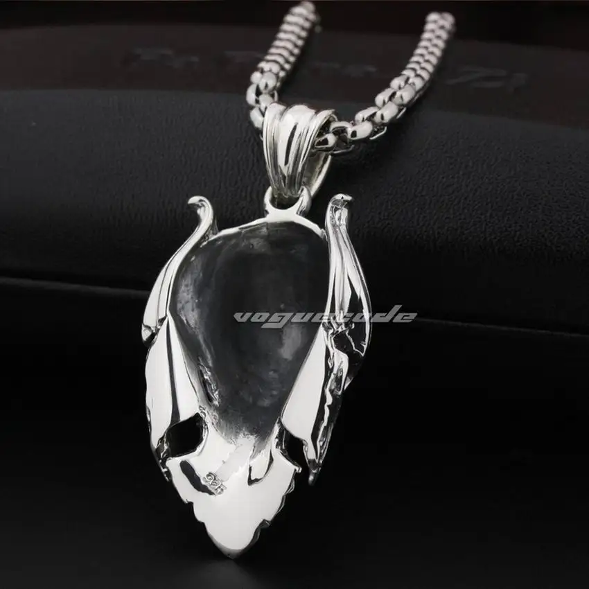 Женская серебряная подвеска в виде большой короли с черепом Мужская Байкерская