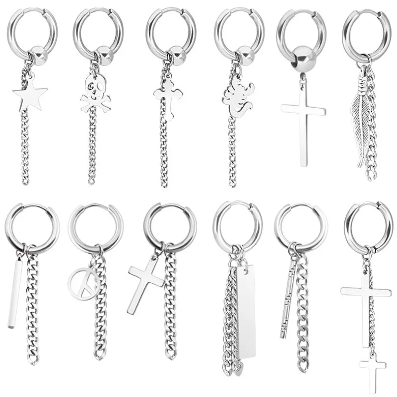 Серьги-кольца из нержавеющей стали для девочек серьги Надеваемые На ушной хрящ