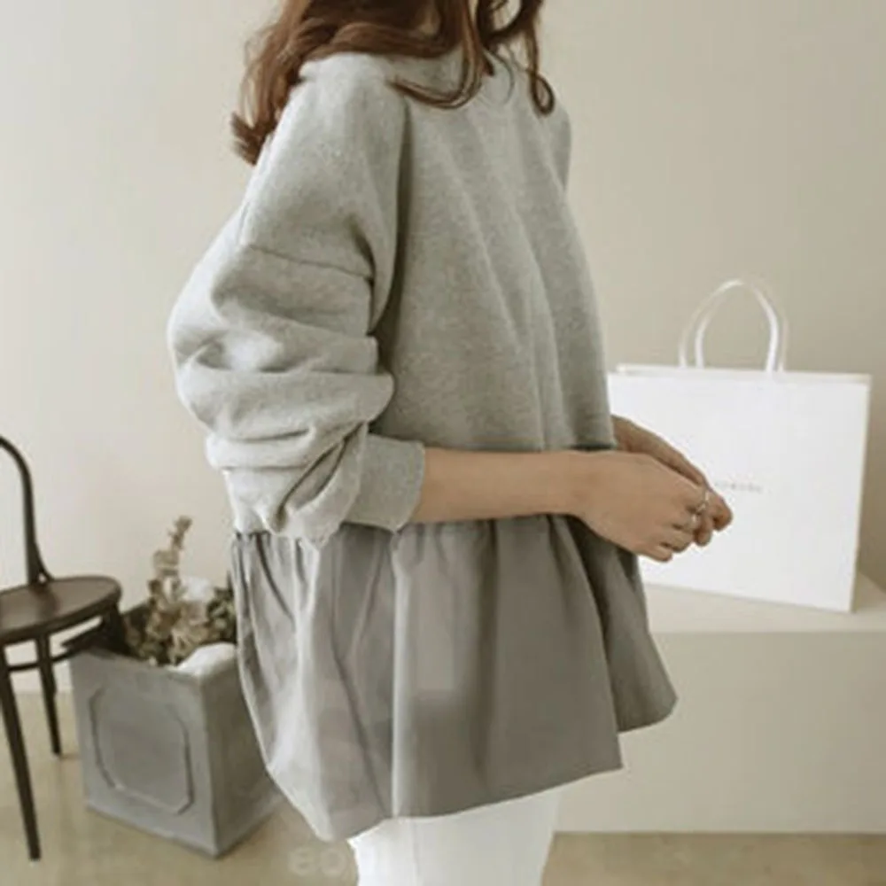 Осенняя Женская толстовка с длинным рукавом в Корейском стиле Свободный пуловер