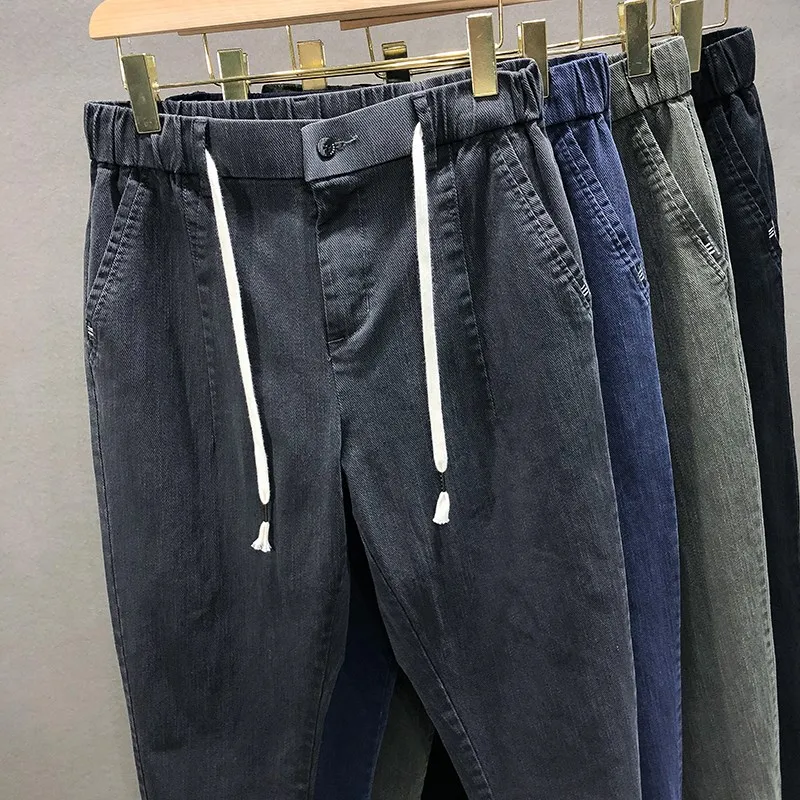 Spring Autumn Harem Jeans Men's Straight Loose Harlan Pants Elastic Waist Casual Plus Size 5XL Men Trousers