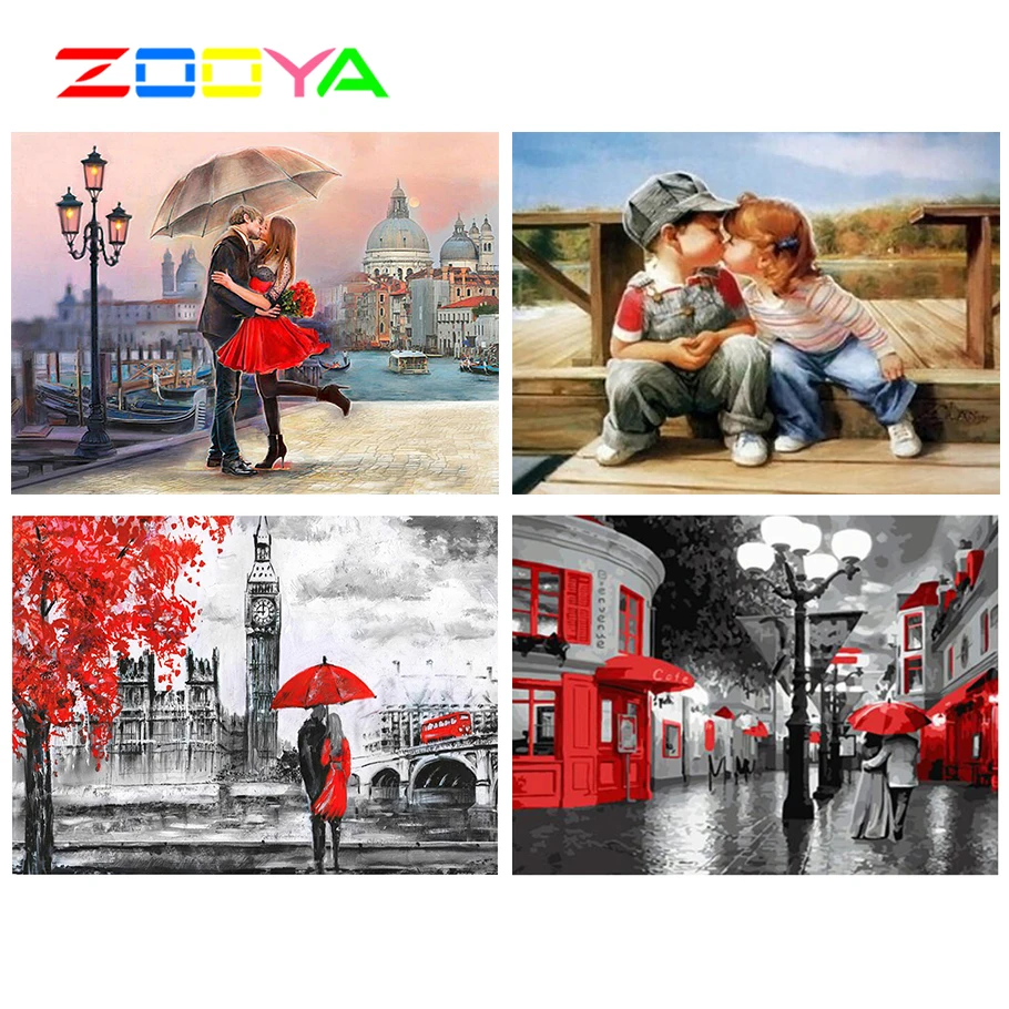 Алмазная картина ZOOYA, алмазная вышивка, полный набор 3D, Набор для творчества, Алмазная мозаика, украшение для пары, поцелуй, стразы, Алмазная мозаика RF1779