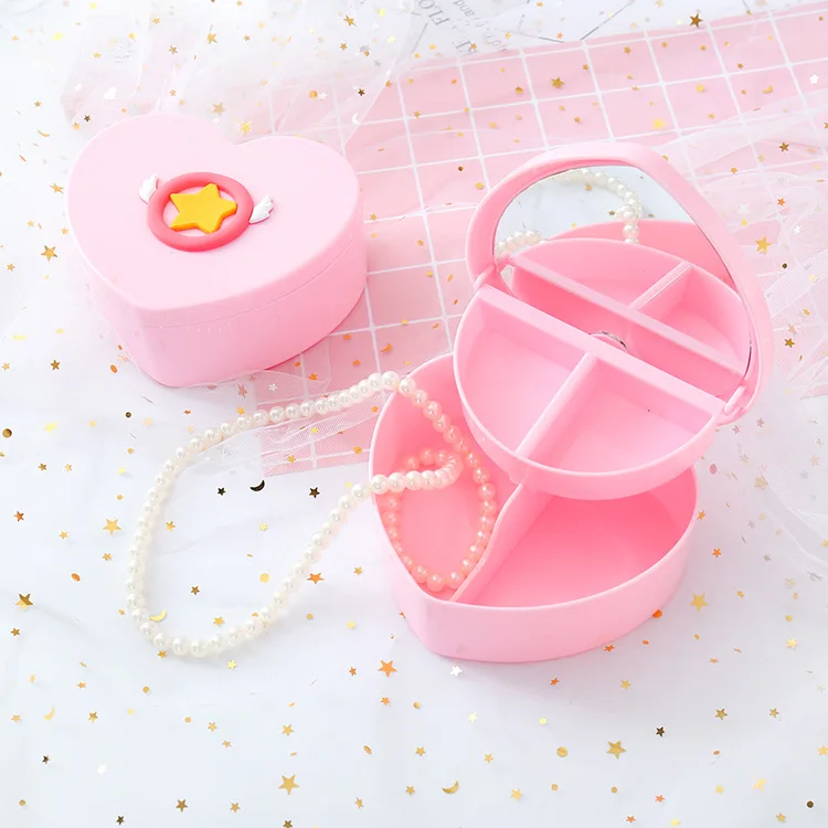 Карта Captor Cardcaptor Sakura милый розовый стол двойная коробка для хранения ювелирных изделий Контейнер пластиковый зеркальный орнамент Рождественский подарок девушка
