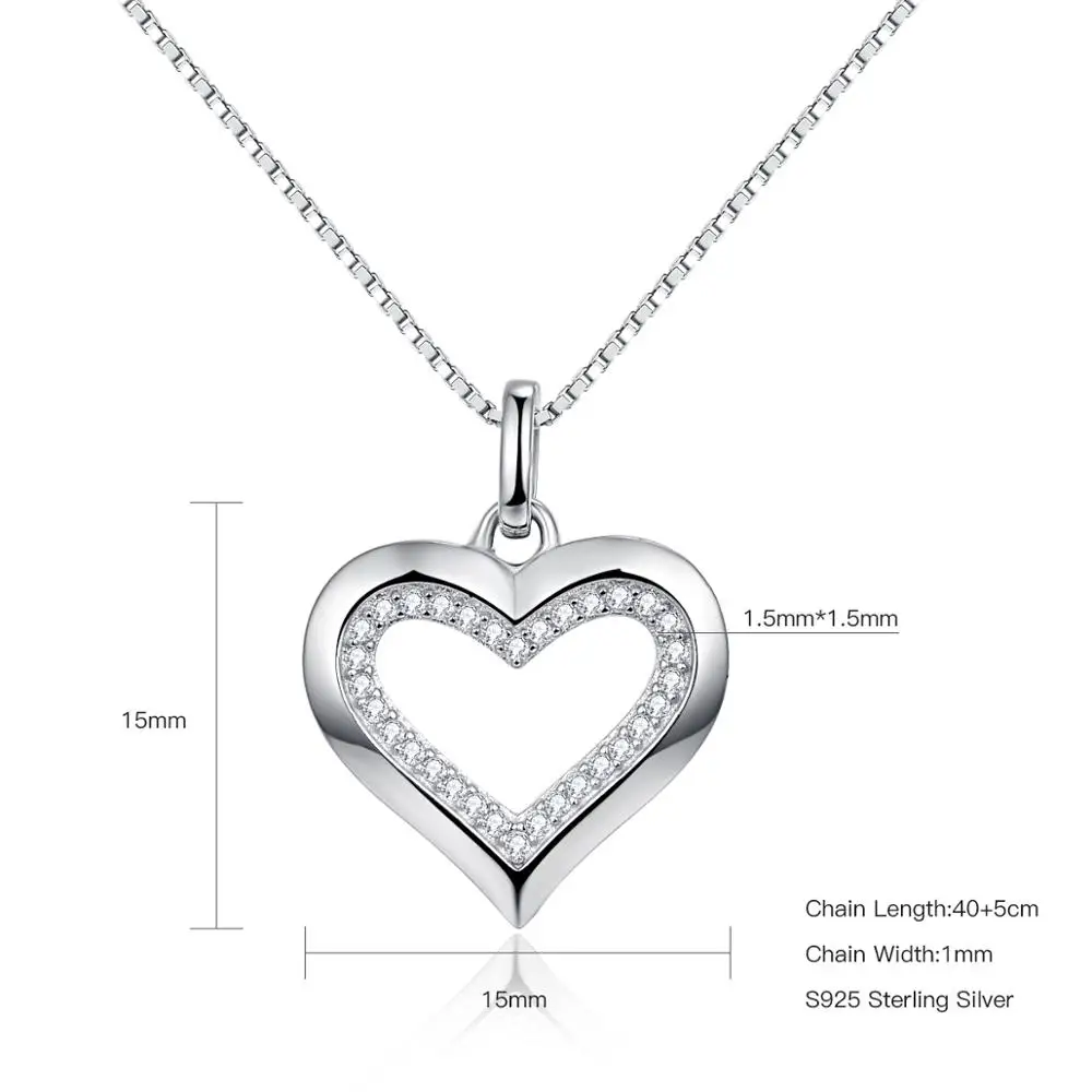BONLAVIE 925 пробы Серебряное бриллиантовое ожерелье в форме сердца для женщин