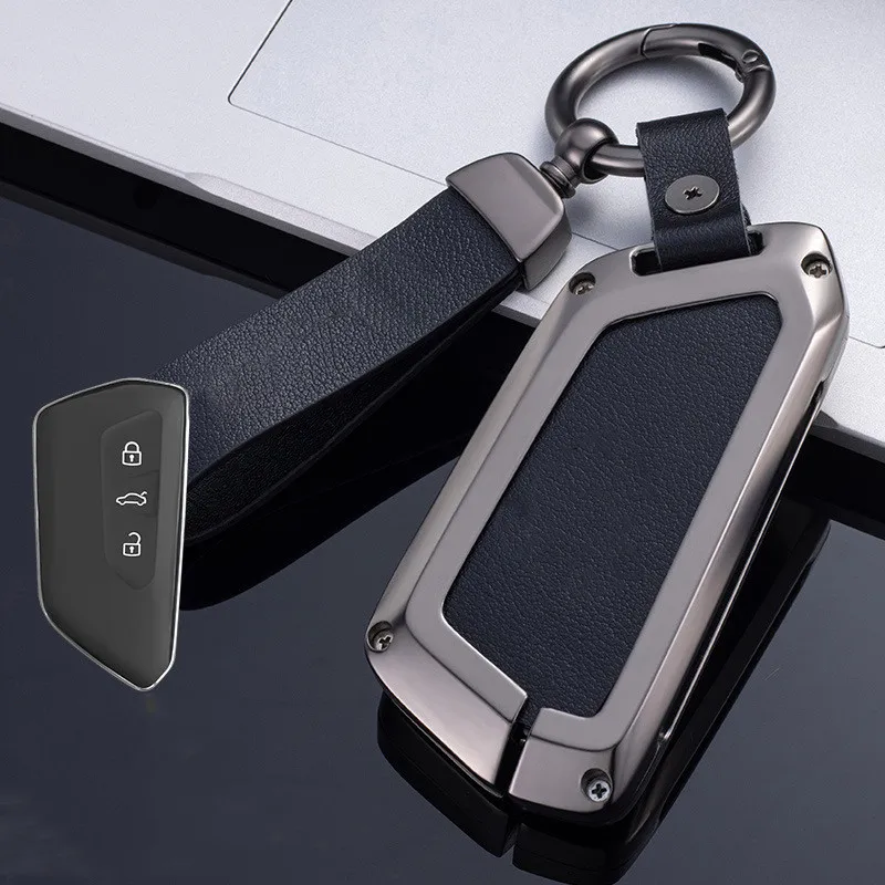 

Zinc Car Key Cover For VW Volkswagen Golf 8 Mk8 2020 Skoda Octavia 3 Buttons Smart Keyless Remote Control Cases Keychain Holder