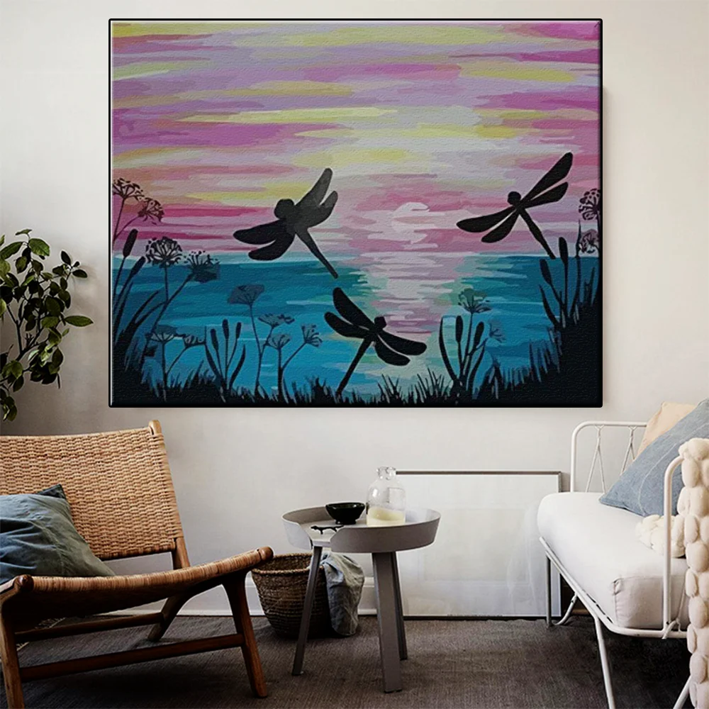 Набор для рисования по номерам стрекоза сделай сам абстрактное животное