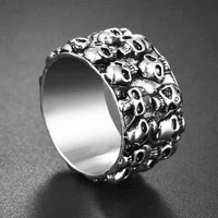 vintage ghost skull ring for men women wide punk gothic male heavy metal hip hop rings unisex jewelry gift wholesale
