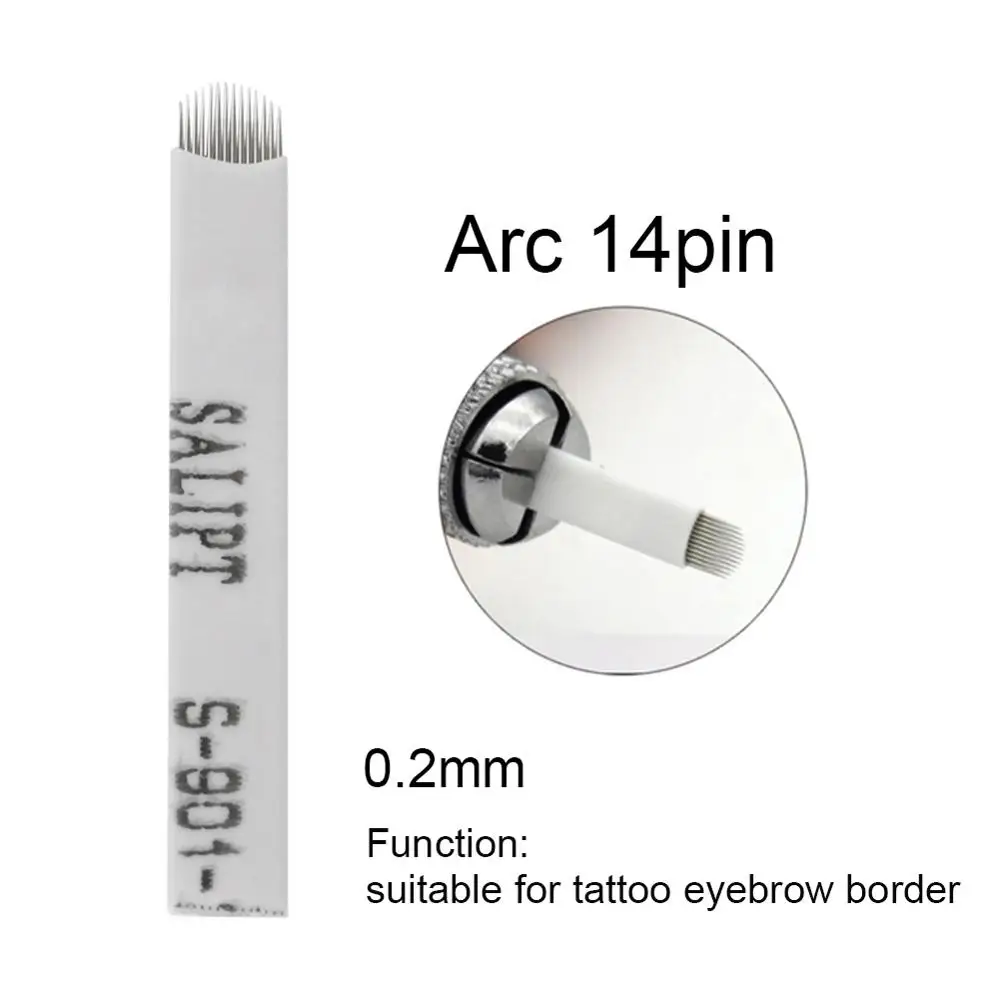 100pcs Arc 14 pin 50 шт. 9 10 21 Pin Перманентный макияж бровей татуировки иглы Лезвия для 3D вышивки микроблейдинг Татуировки Ручка аксессуары для макияжа тела - Габаритные размеры: 100pcs Arc 14 pin