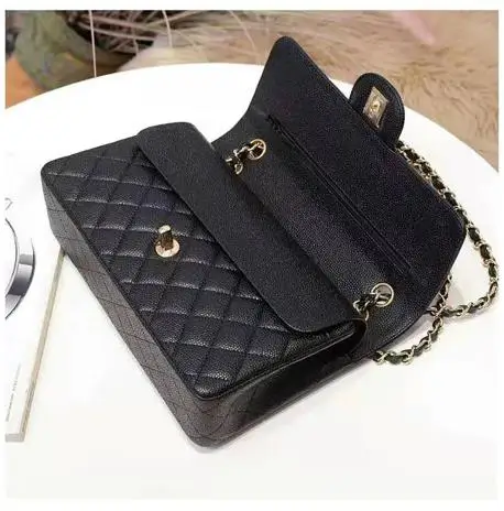 

Luxury ladies shoulder bag 2C classic caviar leather double flap messenger bag fashionable large capacity 25.5cm women's handbag