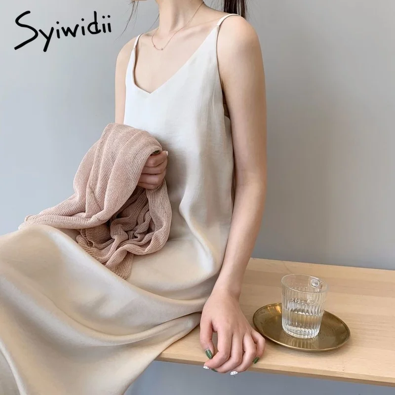 Женское шифоновое платье на бретелях-спагетти Syiwidii вечерний роскошный сарафан