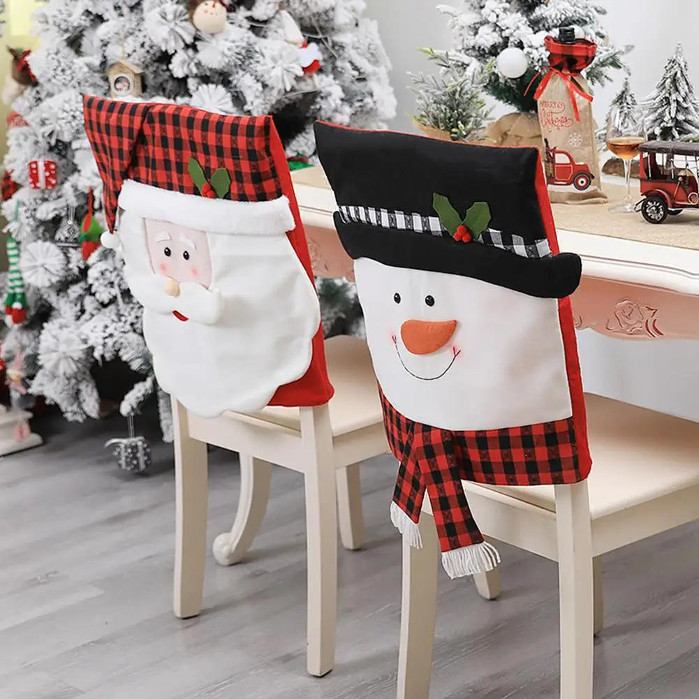 

Christmas Chair Back Cover Non-woven Dinning Slipcover Decor