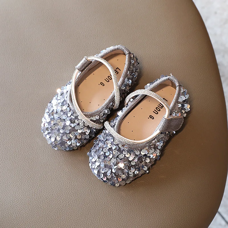 

Новинка осени туфли принцессы с блестками обувь для девочек 2021 детская повседневная обувь на мягкой подошве на плоской подошве G90