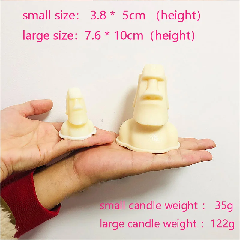 

Handmade Candle Plaster Concrete Scented Silicone Mold DIY 3D Candle Mold Wax Making Large Moai Easter Island Stone Statue