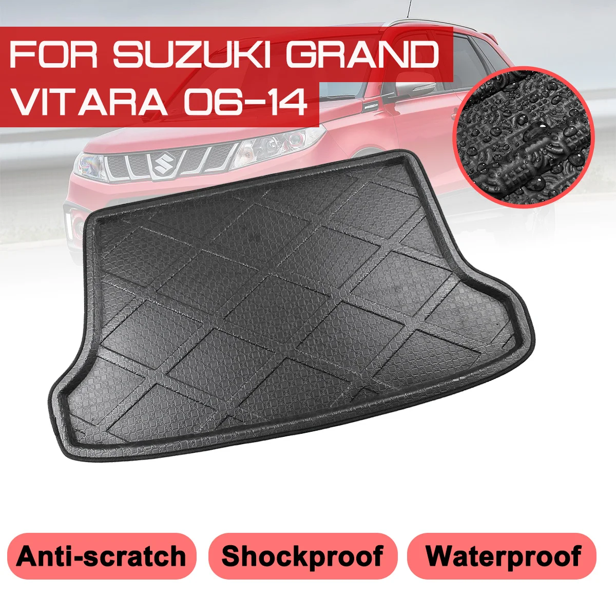 

Car Rear Trunk Boot Mat For Suzuki Grand Vitara 2006 2007 2008-2014 Waterproof Floor Mats Carpet Anti Mud Tray Cargo Liner