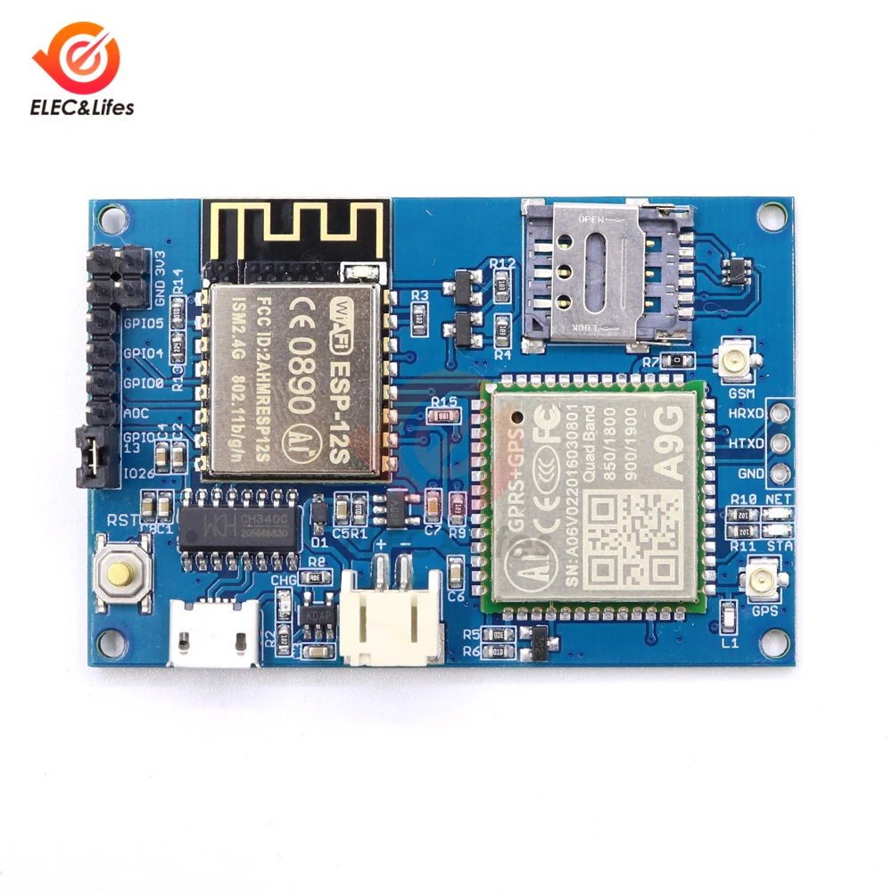 ESP8266 ESP 12S A9/ A9G четырехдиапазонный GSM GPRS + GPS IOT узел V1.0 модуль макетная плата WiFi