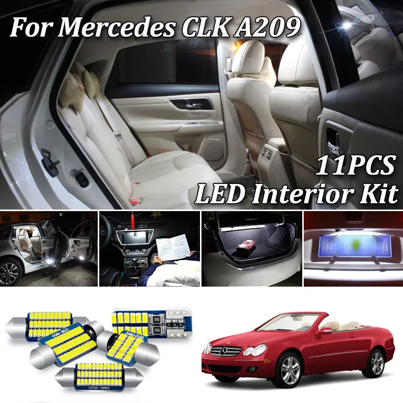 11 шт. белый ошибок светодиодный Подсветка салона комплект для Mercedes CLK A209 CLK200 CLK240