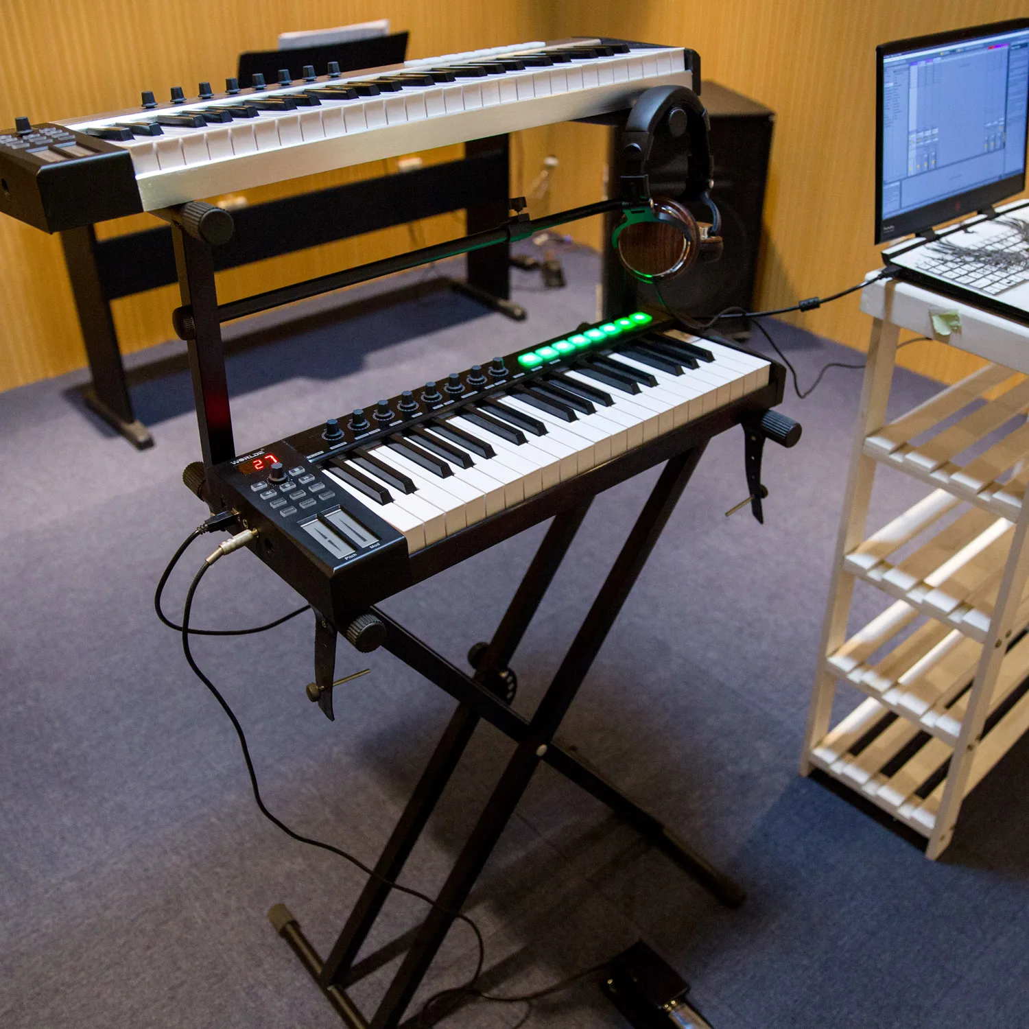 На выбор синий кит 37 Портативный USB MIDI контроллер клавиатуры полувзвешенных