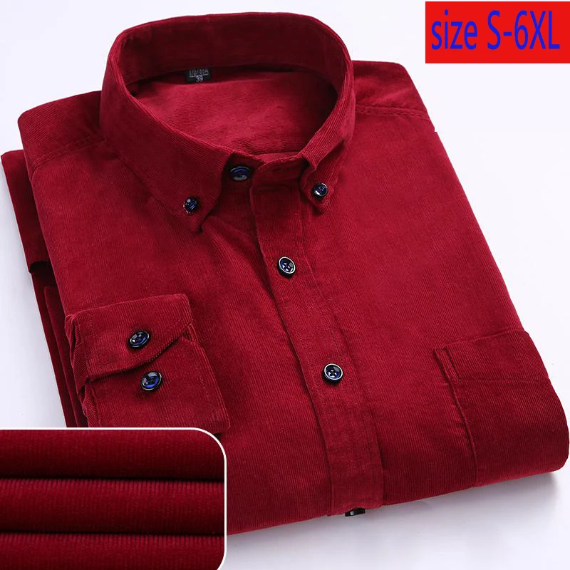 Мужская Вельветовая рубашка из натурального хлопка с длинным рукавом в полоску