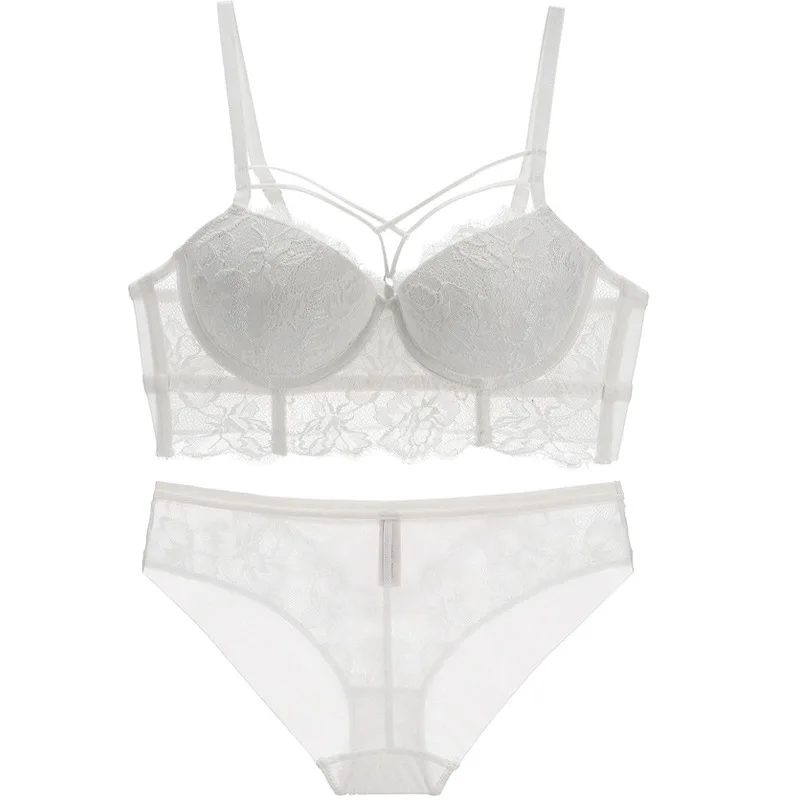 

Europe and the United States popular bandage design gather sexy underwear, women's side put on the lace bra bra set