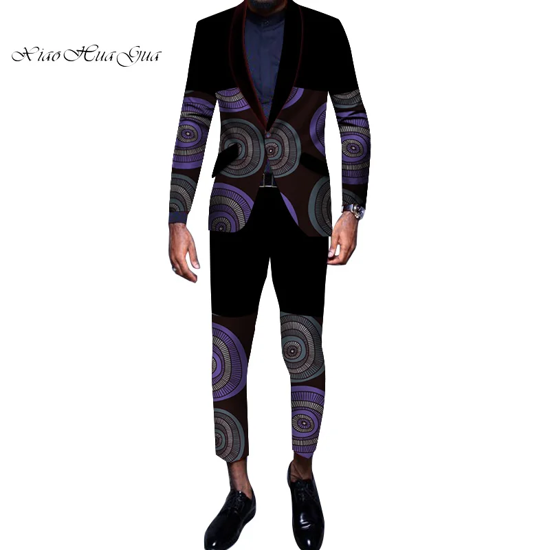 Комплект из 2 предметов блейзер и штаны мужская одежда с вышивкой в африканском