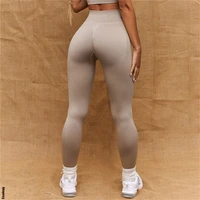 ribbed waistband push up leggings women seamless high waisted leggings for fitness sports workout gym running tights yoga pants