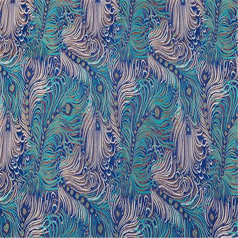 Jacquard Polyester Brocade Fabric Peacock Tail Design Latest Arrival Pattern Fabric Material For Making Women Handbags
