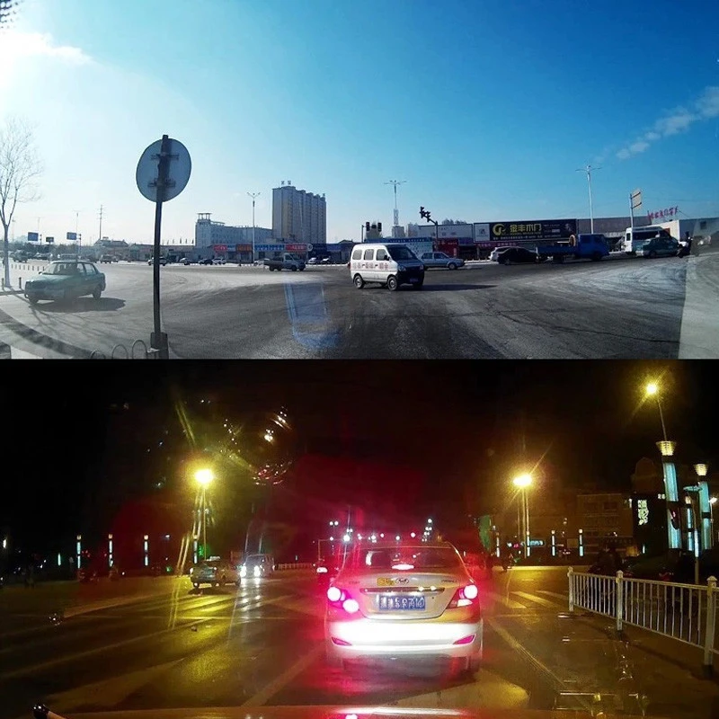 Автомобильный видеорегистратор в синем зеркале заднего вида цифровой