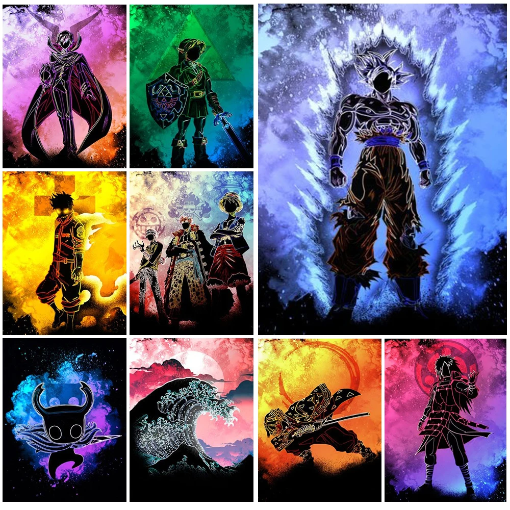 

Watercolor Japanese Anime Dragon Wall Art Canvas Painting Wall Pictures For Living Room Posters Prints Home Decor Unframed