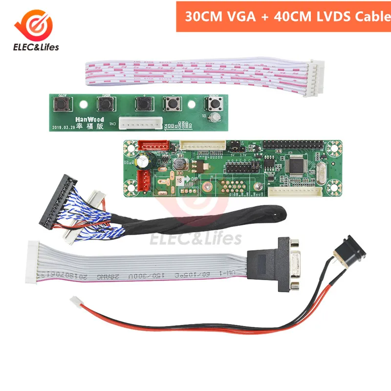 40CM LVDS Kit 1 комплект 1 канал VGA Видео MT6820 MT6820-MD HX6820-A HX6820 V2.0 универсальный модуль платы драйвера+ LVDS кабель ЖК-дисплей FHD - Цвет: 40CM LVDS Kit