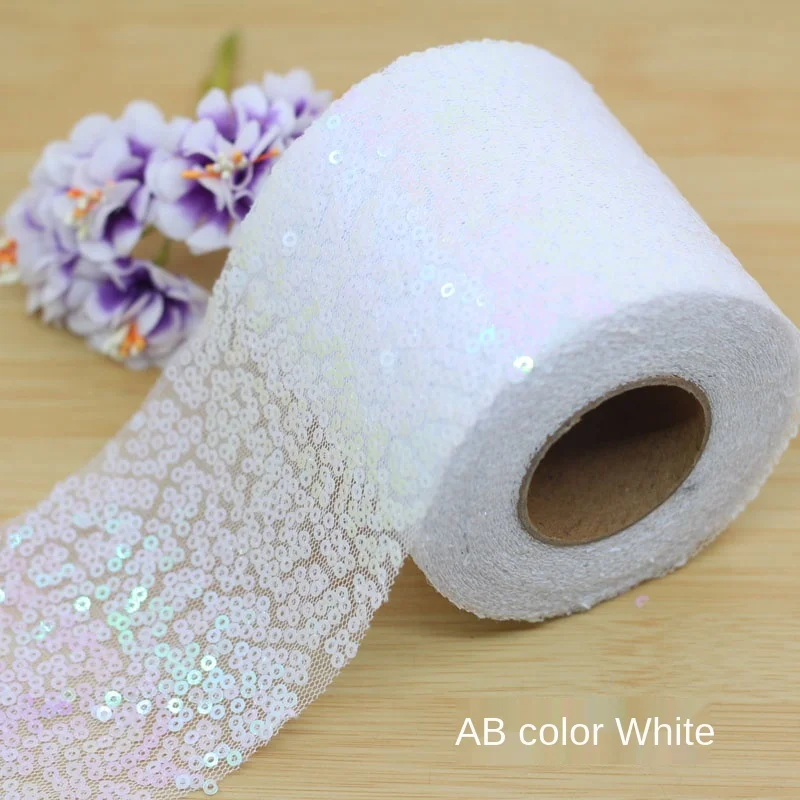 80 мм блестящая Тюлевая лента с блестками пайетки вышитая сетчатая волнистая