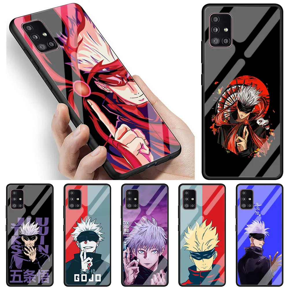 

Satoru Gojo Jujutsu Kaisen Glass Phone Case For Samsung Galaxy A51 A71 A50 A21s A52 A70 A72 A31 A10 A91 A30 A40 A41 A12 5G Cover