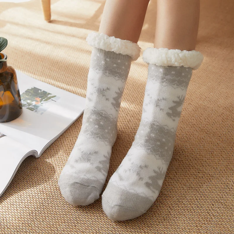 Calcetines de terciopelo para mujer y adulto, medias de oto&ntilde;o e invierno, ideal para dormir, alfombra, pantuflas, regalo para Navidad-1