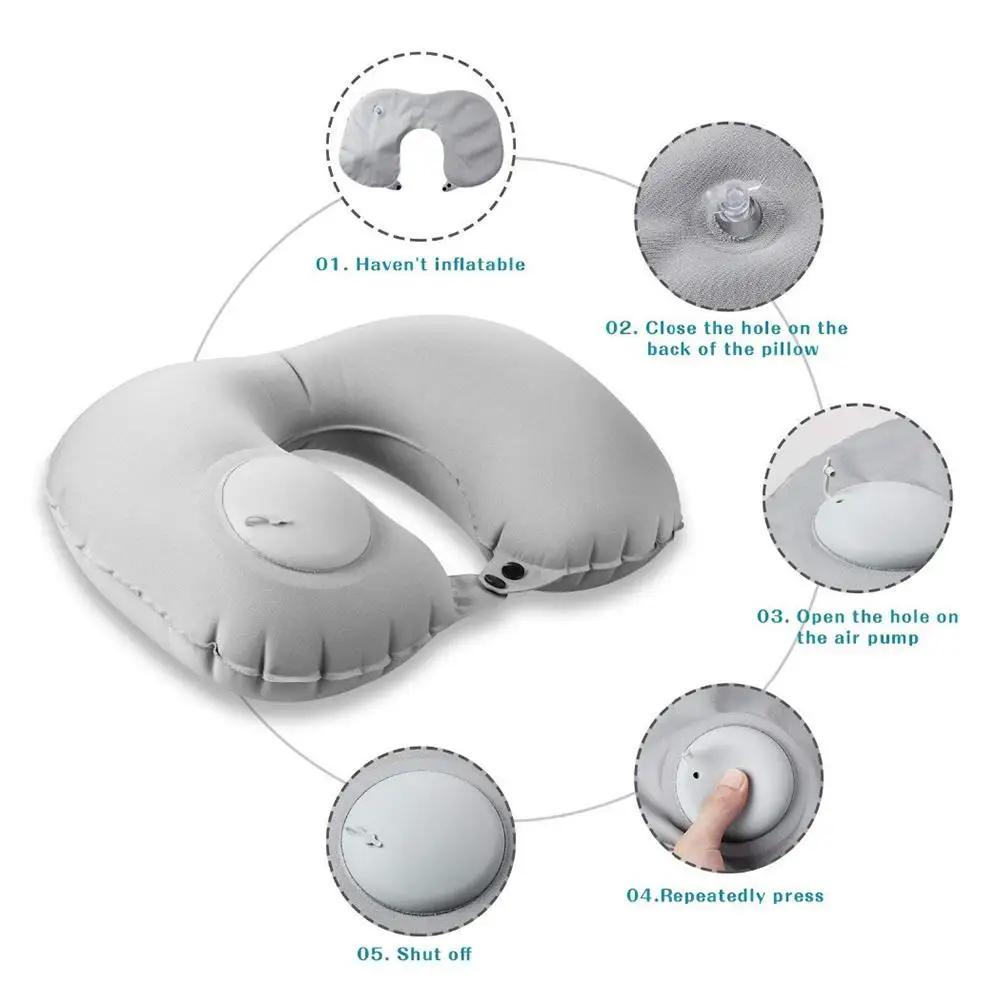 Надувная дорожная подушка для поддержки шеи U образная бархатная надувная с