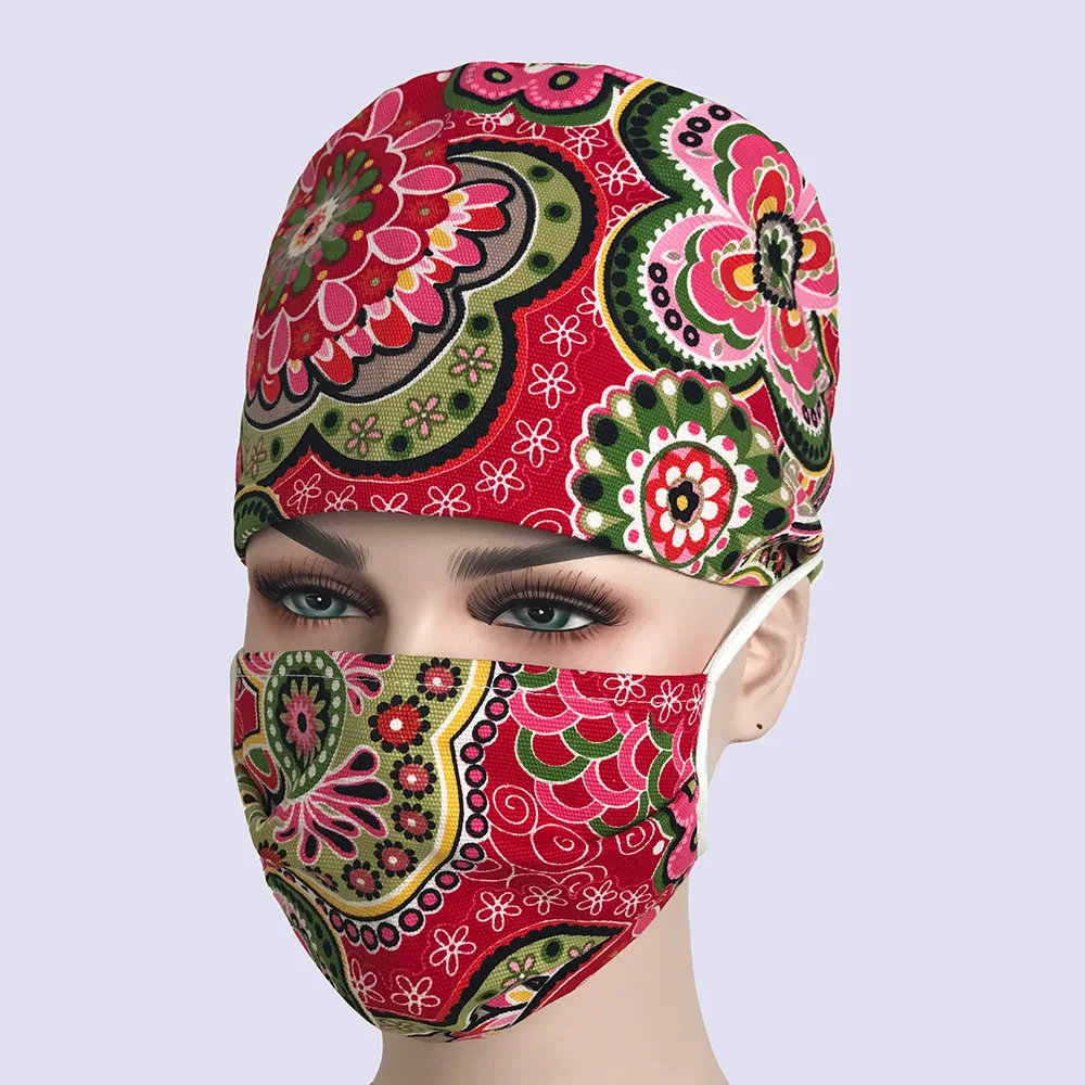 hat mask Doctor Хирургический Скраб Кепка унисекс больница регулируемая медицинская крышка s скраб лабораторная шапка медсестры управление винтажная шапка с принтом для медсестры - Цвет: hat mask
