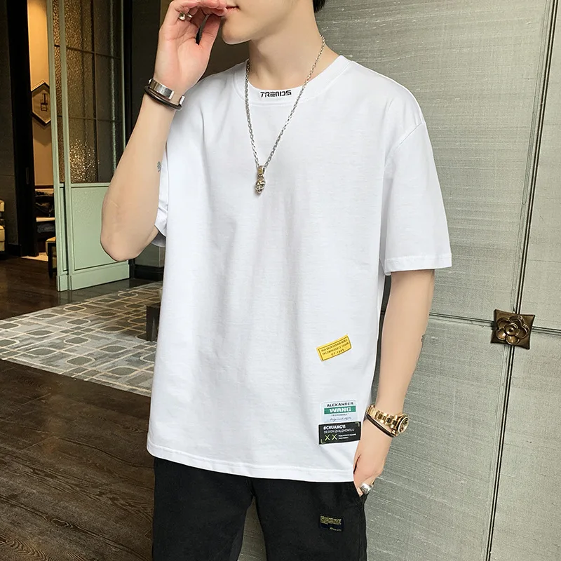 

2021 new summer men's short-sleeved t-shirt men's ins student shirt boys cotton half-sleeved fashion compassionate shirt