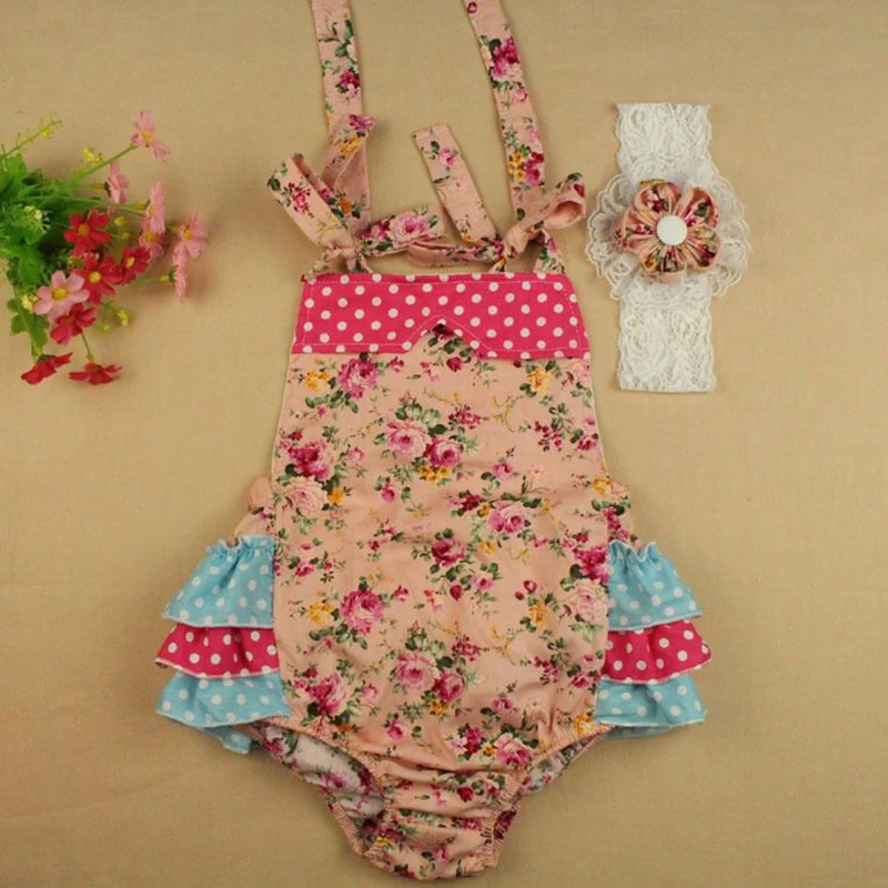 Детский хлопковый комбинезон в горошек с цветочным принтом|girls cotton nightdress|cotton tank