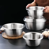 stainless steel drain basket colander round rice cleaning sieve fruit vegetable washing basin strainer filter kitchen utensils