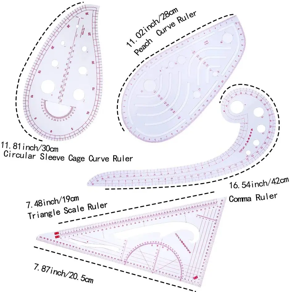 Линейка с модным рисунком LMDZ 4 стиля измерительное платье набор шаблонов для