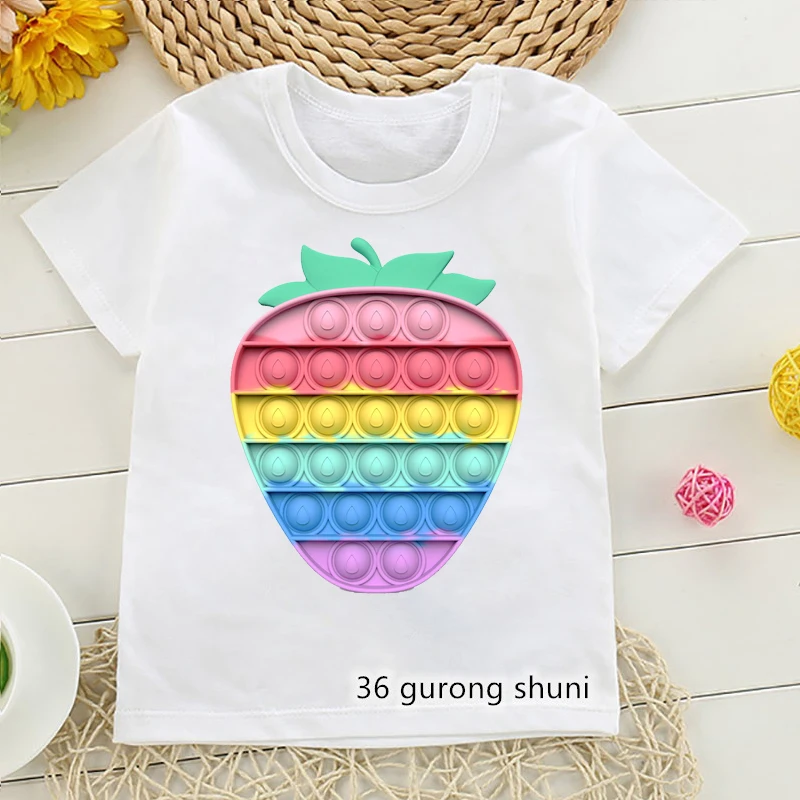 

Funny Rainbow Carrot pineapple vegetable T Shirt Fidget Toys Tshirt поп ит PopIt T-Shrit Boys Girls Kids Clothes HarajukuTops