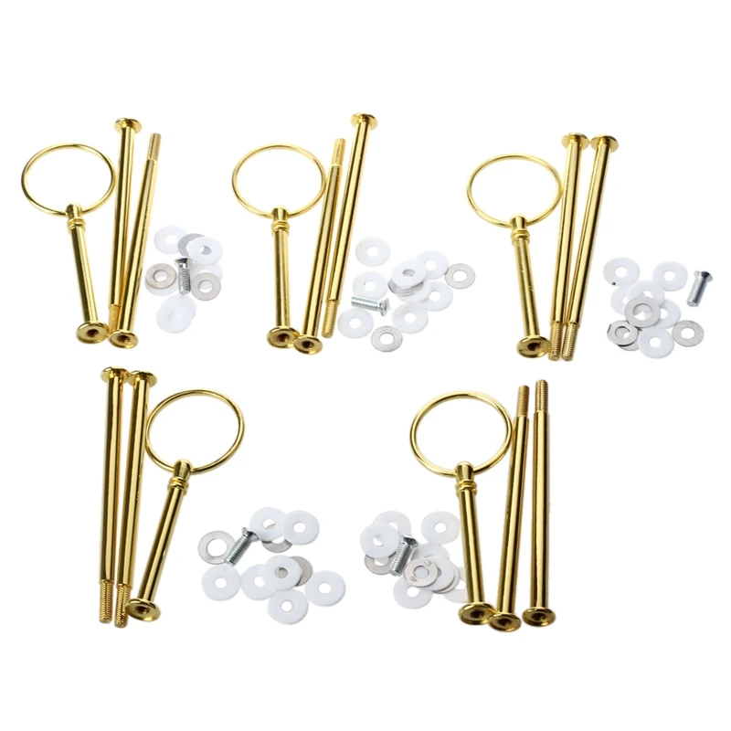 

5 Wedding Metal Gold 3 Tier Cake Stand Center Handle Rods Fittings Kit