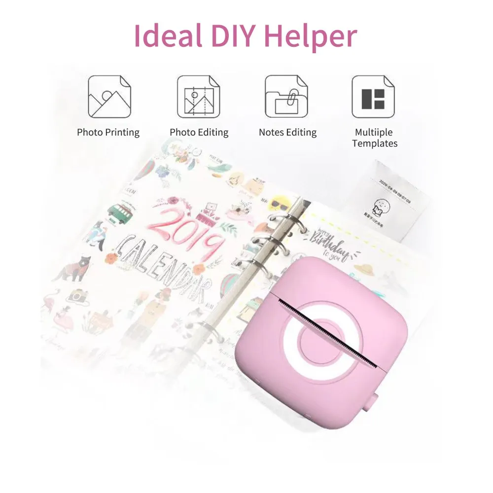 

Portable Thermal Printing Machine Mini Pocket Photo Printer Bluetooth Receipt Printer for Kid Gift DIY Messages Lists