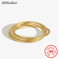 hihosilver 3pcs gold circle creative real 925 sterling silver ring for woman trendy jewelry gift girl hh21056
