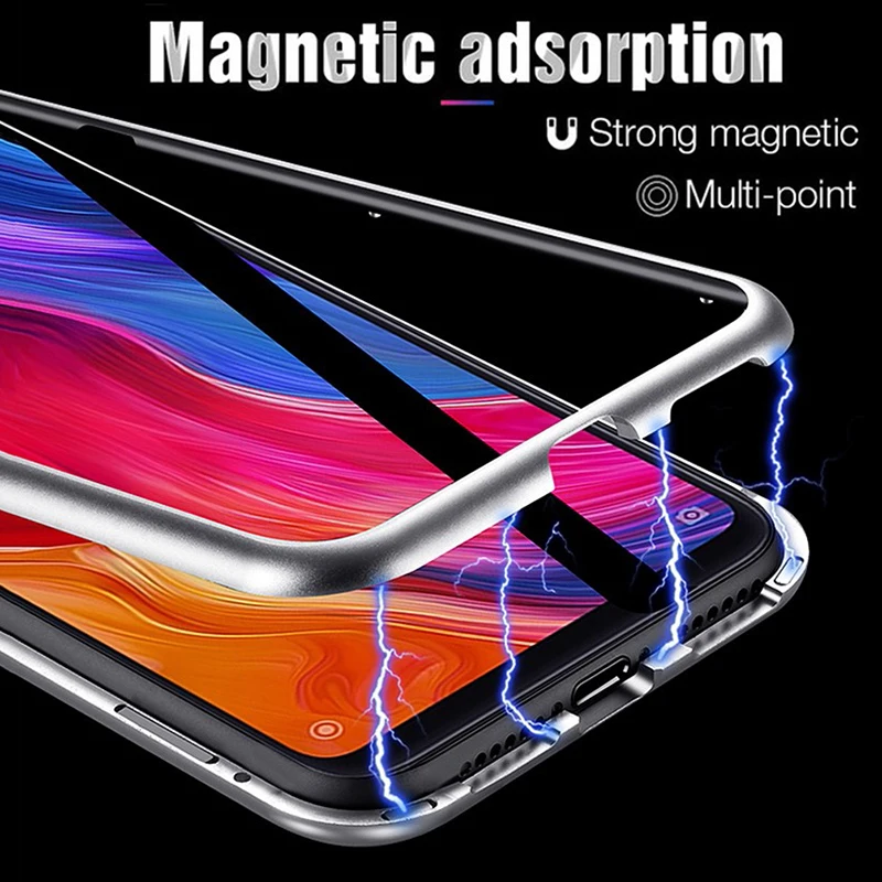 

Single-side Magnetic Adsorption Metal Case For Xiaomi Redmi Note9 9S 8 7 6 K20 Pro 7A 8A Tempered Glass For Mi10 9T Note10 Cover