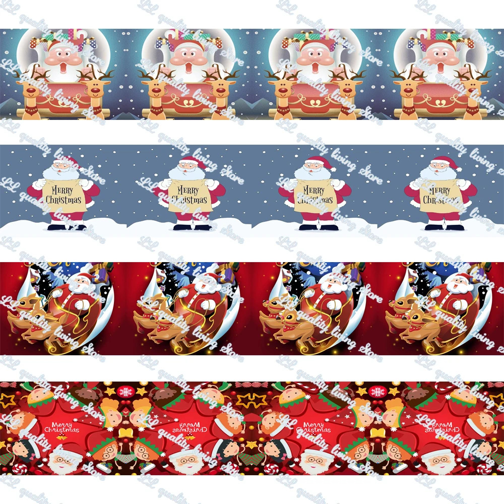 

16-75mm Christmas & Elk & Crystal Ball Printed Grosgrain Ribbon/16mm Printed Elastic Foe Ribbons DIY Sewing Webbing 50 Yards