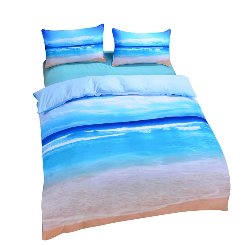 

Beach Ocean 3pcs Home Textile Quilt Cover with 2 Pillowcase Fashion Bedding 3 Piece Set 3D Printing Comforter Duvet Cover